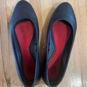 Women’s black croc flats
